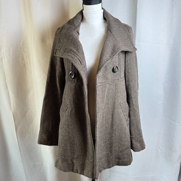 Bershka BSK Womans Double Breasted Size M Tweed Wool Brown Blazer Jacket in EUC - Picture 7 of 9